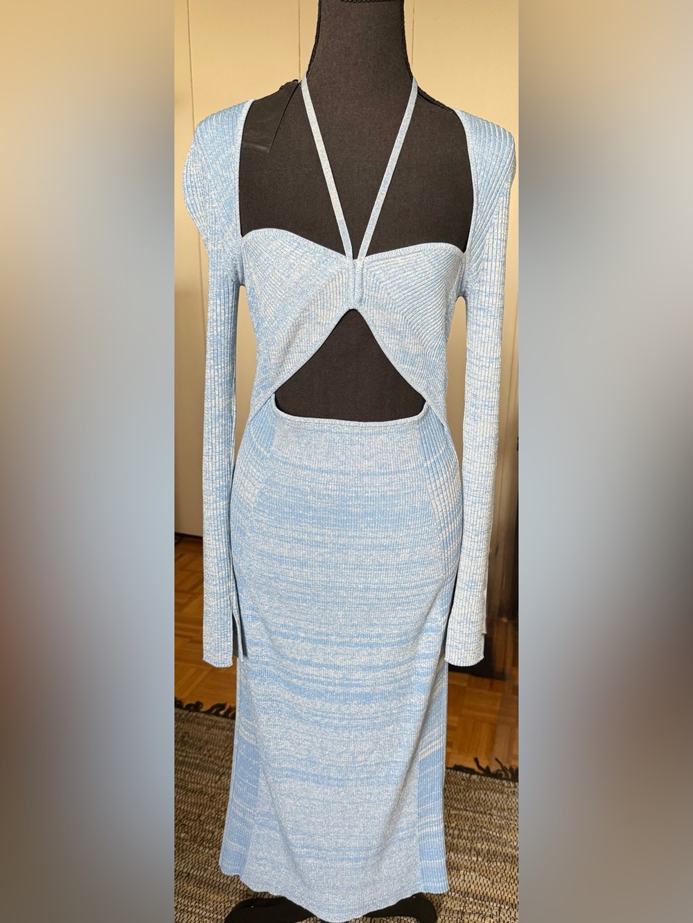 Jonathan Simkhai Light Blue Knit Cutout Maxi Dress
